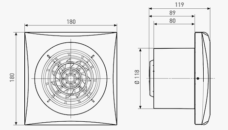 Розмірне креслення вентилятора Soler&Palau Silent-200 CZ Design 3C