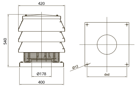 Габаритный чертёж вентилятора Elicent Tirafumo
