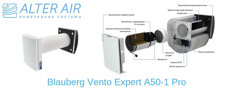 Припливно-витяжна установка Blauberg Vento Expert A50-1 Pro Припливно-витяжна установка Blauberg Vento Expert A50-1 Pro