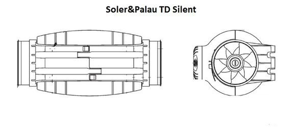 Схема вытяжного канального вентилятора Soler&Palau Silent TD Схема канального вентилятора TD Silent