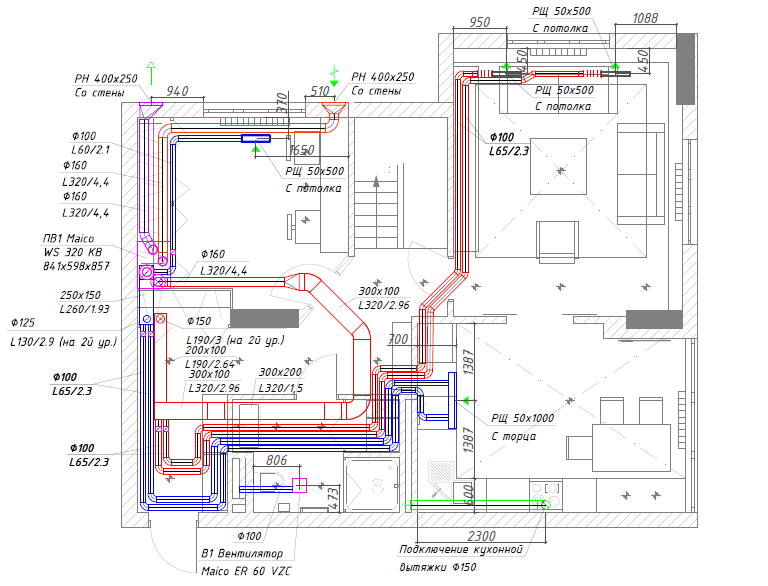 План вентиляции и кондиционирования в квартире